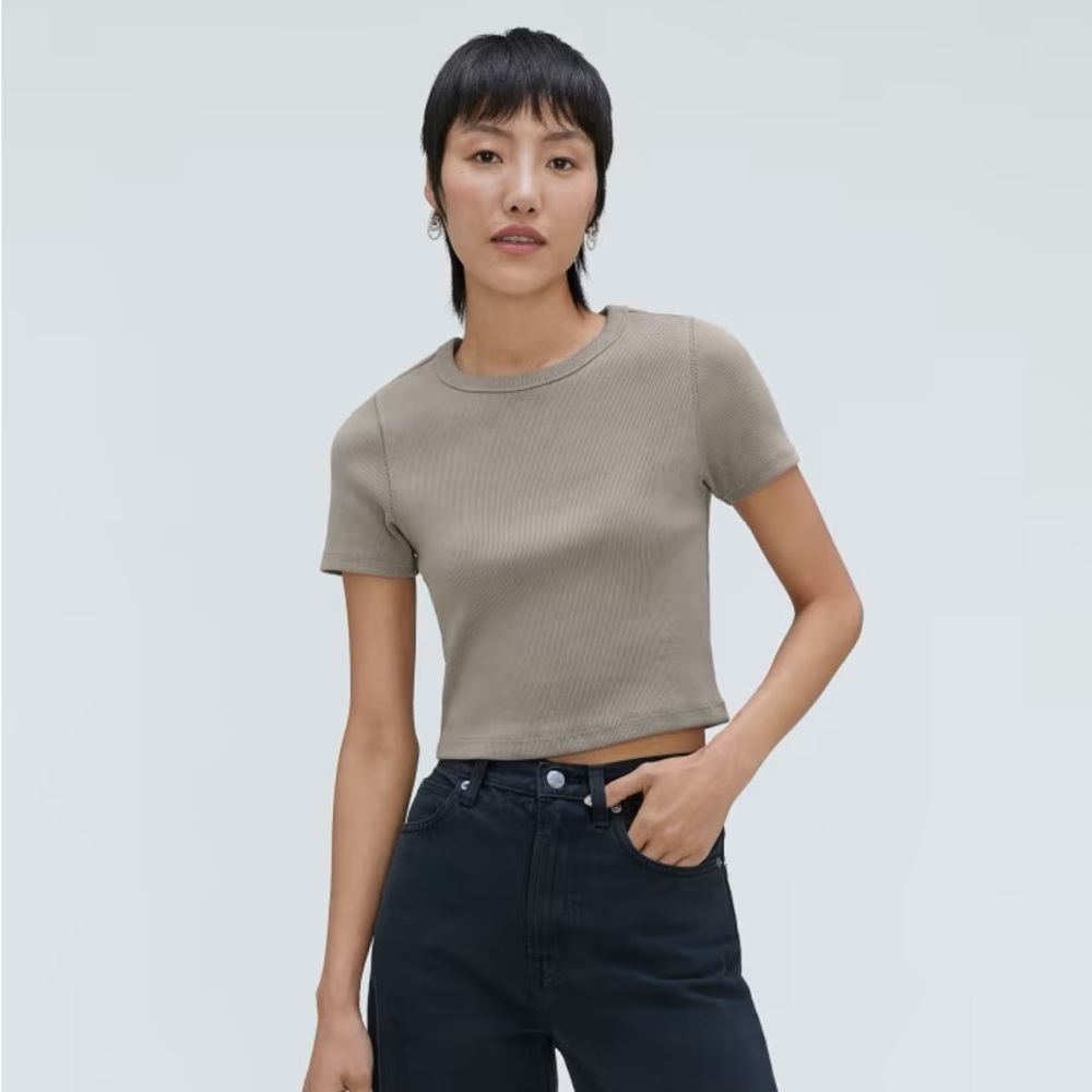 Everlane The Ribbed Baby Tee in Clay